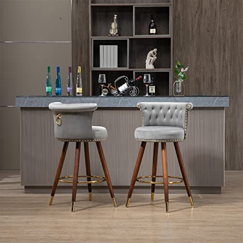 Swivel Bar Stools Set of 2 for Kitchen Island or Dining Room, Black