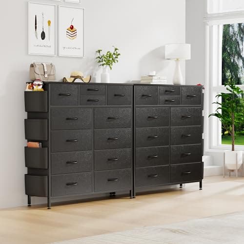 Lulive Tall Dresser Chest with 12 Drawers & Hooks (Black)