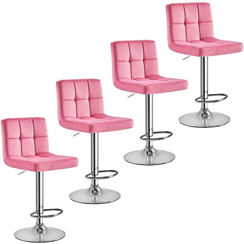Yaheetech Lightweight PU Bar Stool Set, Modern Counter Height with Back and Footrest