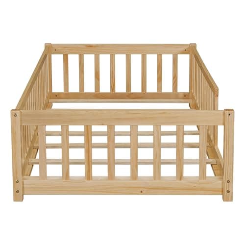 Twin Size Montessori Floor Bed for Kids in Natural Wood