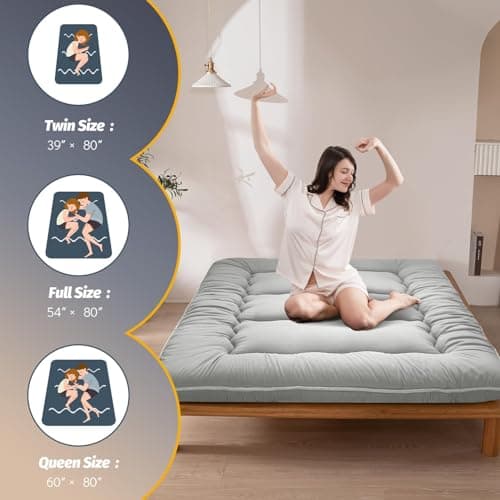 MAXYOYO 6" Extra Thick Foldable Tatami Mattress, Grey, Queen