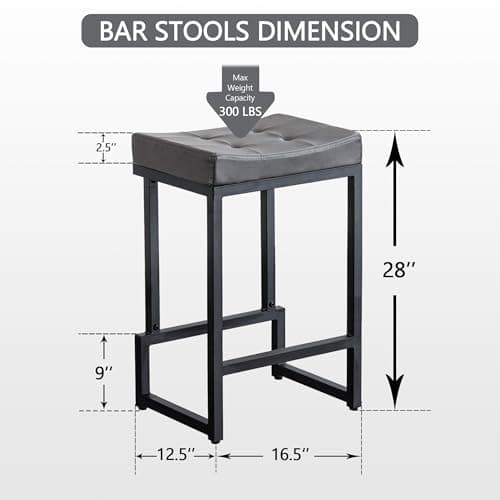 Grey 28" Faux Leather Bar Stools Set of 2