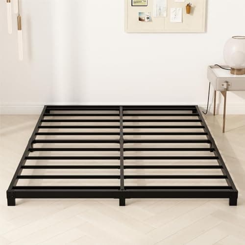 Heavy Duty 4 Inch Full Size Metal Bed Frame, Black, No Assembly Needed