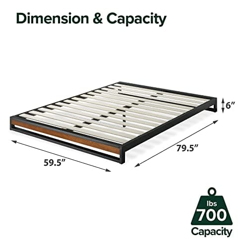 Zinus GOOD DESIGN Award Winner Suzanne Queen Bed Frame, Bamboo & Metal, No Box Spring Needed