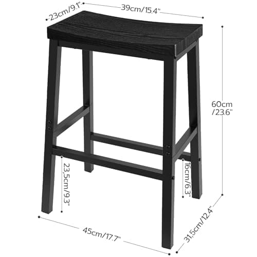 HOOBRO Black 23.6" Saddle Bar Stool Set BB02MD01