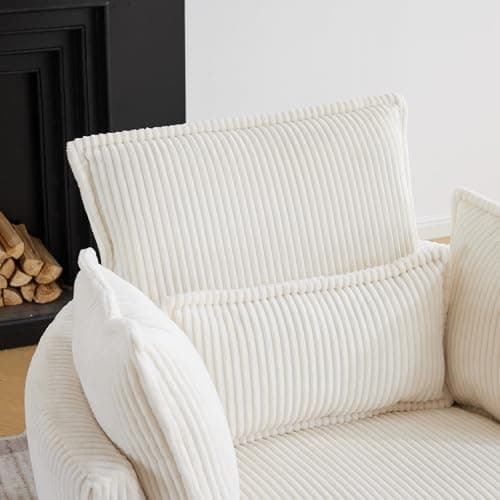 Karl Home Grey Corduroy Swivel Lounge Chair with 3 Pillows
