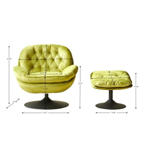 Oversized Swivel Chair with Ottoman, Light Green Lounge Sofa