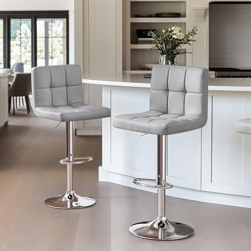 Yaheetech Lightweight PU Bar Stool Set, Modern Counter Height with Back and Footrest