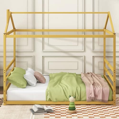 Twin Size Montessori Floor Bed with High Headboard (White)