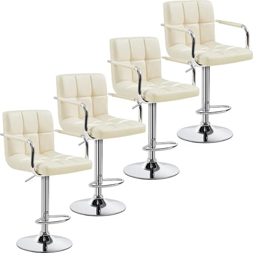 Yaheetech Black Counter Height Adjustable Bar Stool Set of 4