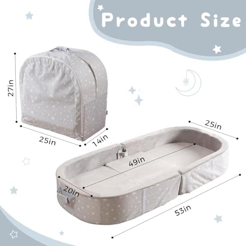 BYBYME Portable Toddler Floor Bed - Waterproof & Folding_travel_crib, Grey