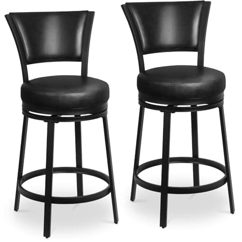 Modern Grey & White Linen Counter Height Bar Stool Set, 25 Inch Swivel Chairs