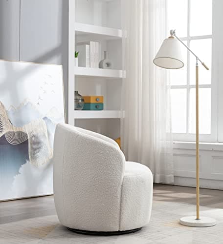 Modern Teddy Fabric Swivel Accent Chair for Nursery, Bedroom, Living Room, Hotel, and Office