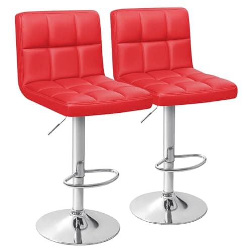 Homall Black PU Leather Adjustable Bar Stools for Kitchen Counter (Set of 2)