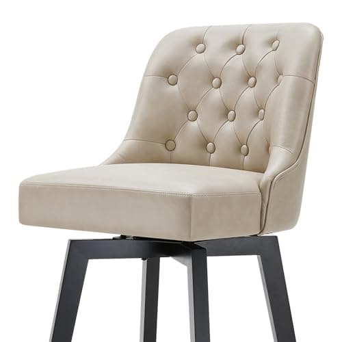 Beige Nailhead Trim Barstools 26" Swivel Kitchen Island Stools, Set of 4