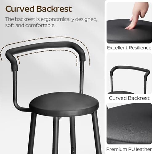 Black BY03L2BB Counter Height Bar Stools Set of 2