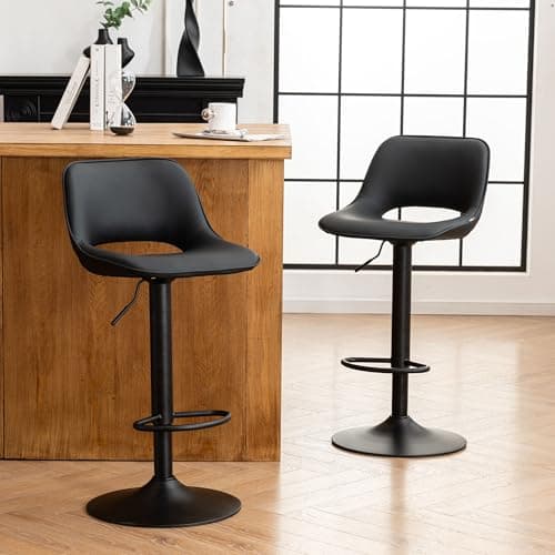 YOUNIKE Khaki Faux Leather Swivel Bar Stools Set of 2