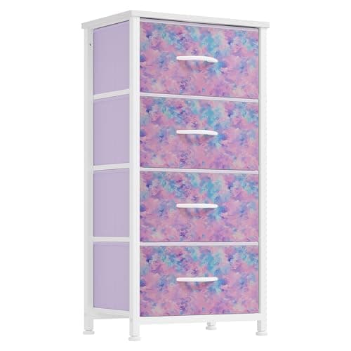 YITAHOME Sturdy 4-Drawer Fabric Dresser, Steel Frame, Wooden Top