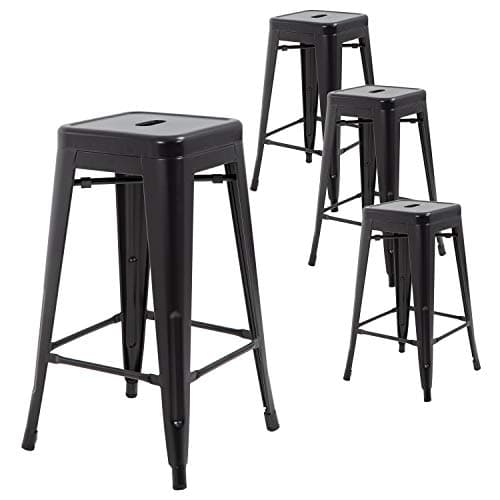 FDW Black Counter Height Bar Stool Set of 4 (24")