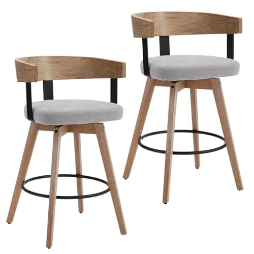 DUOMAY White 26" Counter Height Swivel Bar Stool with Footrest