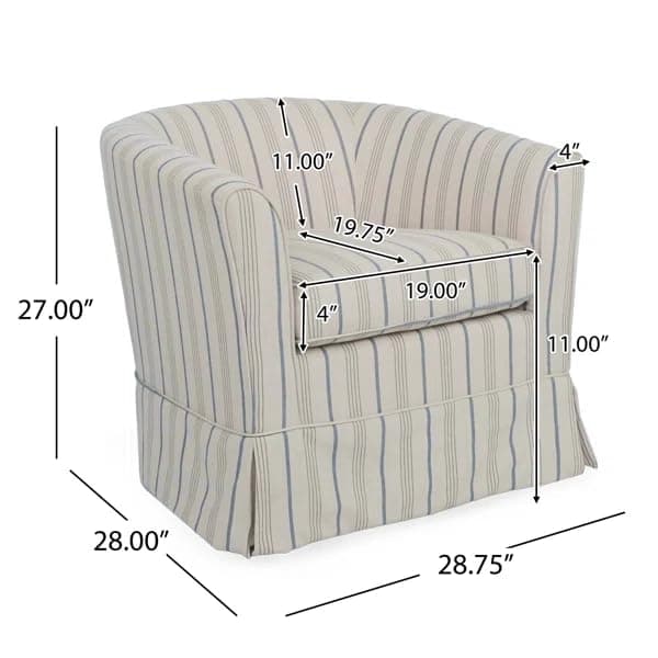 Christopher Knight Home Beige/Blue Stripe 360-Degree Swivel Club Chair