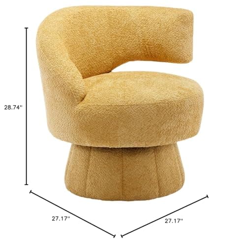 i-POOK Accent Chair: Swivel Barrel Armchair with Wide Upholstery & Fluffy Fabric, 300 Lbs Capacity, Yellow