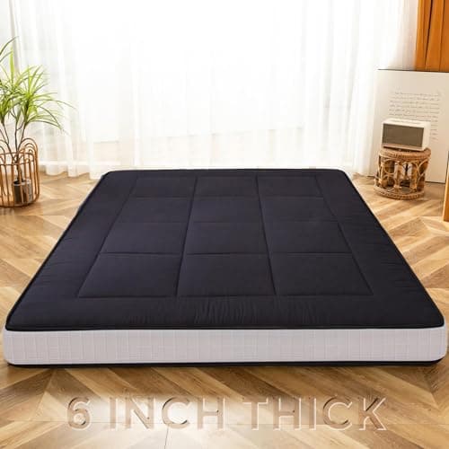 YOSHOOT Queen Size Foldable Japanese Futon Mattress, Grey Feather