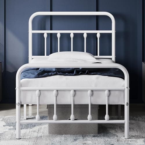 Yaheetech Classic Victorian Style Metal Bed Frame with Storage Black Twin