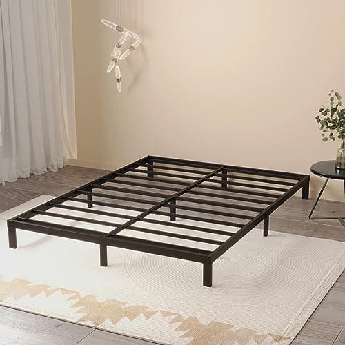 Heavy Duty 8 Inch Queen Metal Bed Frame, No Box Spring, Black