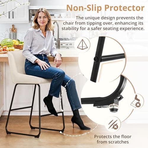 LUE BONA Counter Height Bar Stools Set of 4, Faux Leather, Comfortable with Back