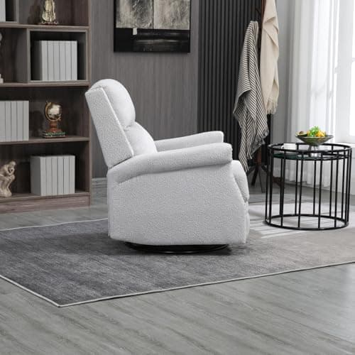 i-POOK Boucle Recliner Chair with Swivel Accent, Adjustable Back and Footrest, Grey