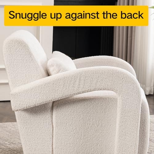 Oversized Swivel Accent Chair with Curved Arms, White