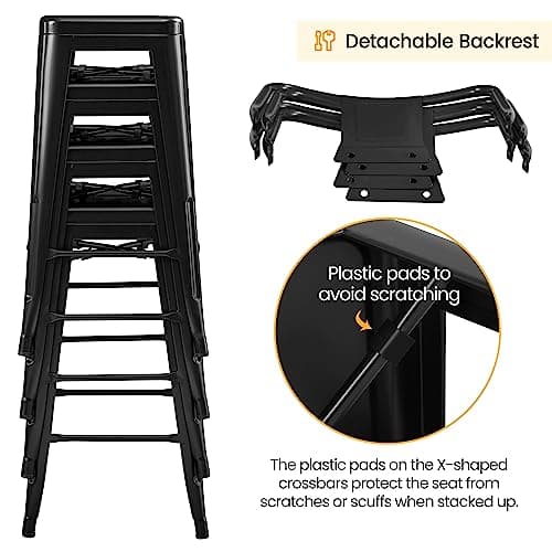 Yaheetech 30 Inch Matte Black Counter Height Barstool Set
