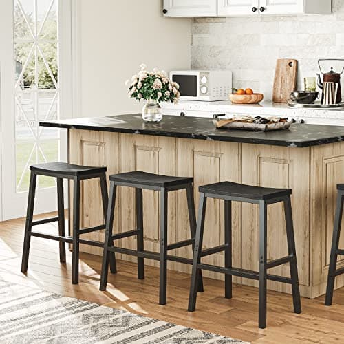 HOOBRO Black 23.6" Saddle Bar Stool Set BB02MD01