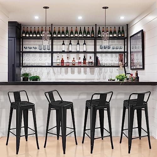Yaheetech 30 Inch Matte Black Counter Height Barstool Set