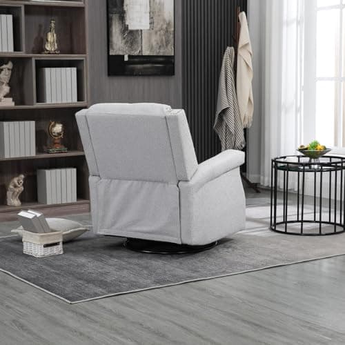 i-POOK Boucle Recliner Chair with Swivel Accent, Adjustable Back and Footrest, Grey