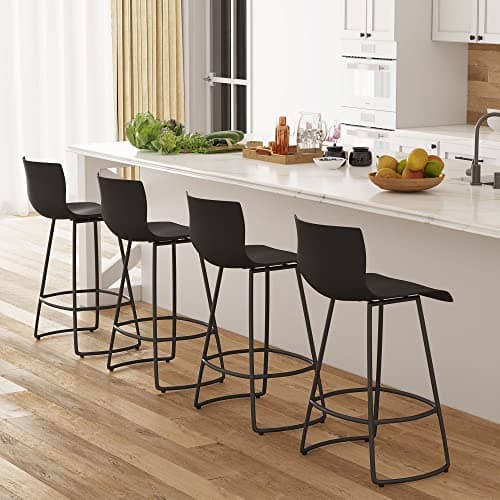 Modern Black Counter Height Swivel Bar Stool Set of 4, 30" Meta