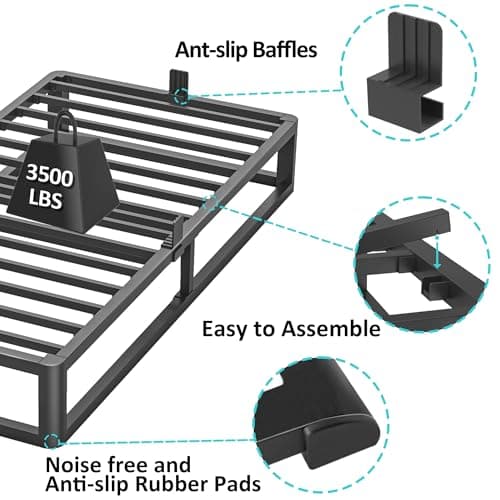 6 Inch Round Corner Twin Bed Frame - Low Profile Steel Slat Support