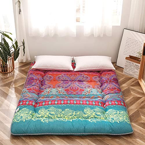 MAXYOYO Boho Floral Japanese Futon Mattress Full Size Folding Camping Sleeping Pad
