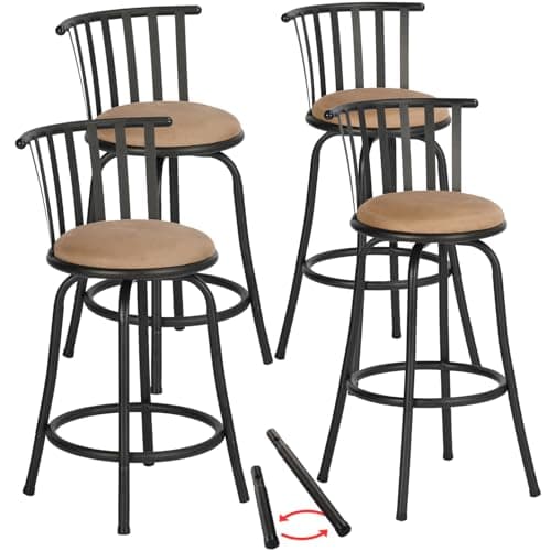 Swivel Kitchen Counter-Height Barstools Set of 4, Brown