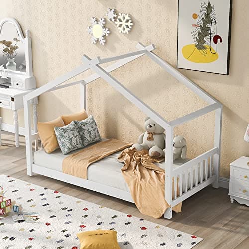 Bellemave Natural Wood Montessori Twin Bed with Headboard & Footboard