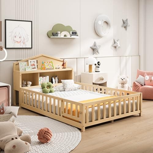 Sturdy Montessori-Style Wooden Floor Bed for Growing Children