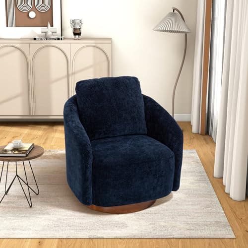 i-POOK Swivel Barrel Accent Chair, Navy