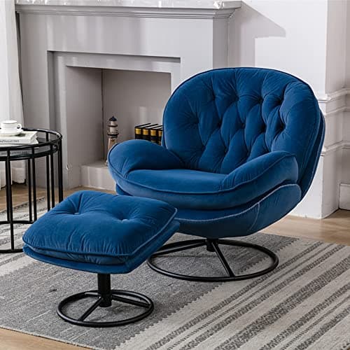 Velvet Swivel Accent Chair with Ottoman Set