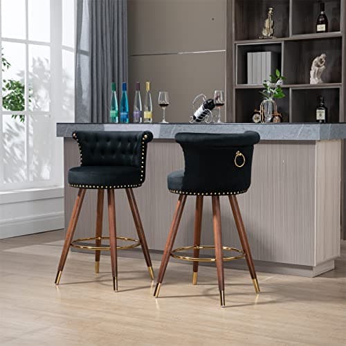 Swivel Bar Stools Set of 2 for Kitchen Island or Dining Room, Black