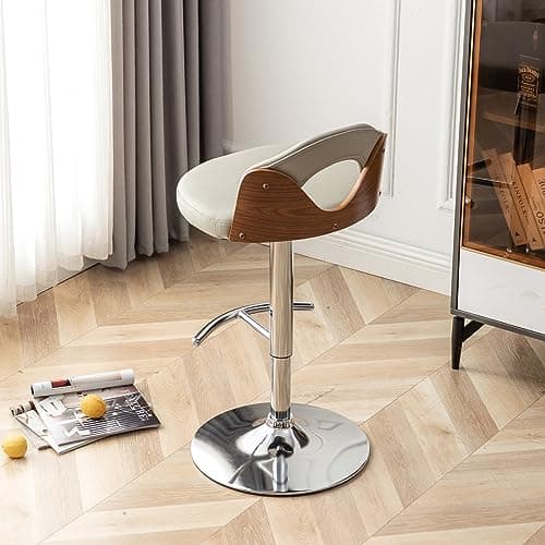 Mid Century Grey Faux Leather Swivel Bar Stool Set (Counter Height)