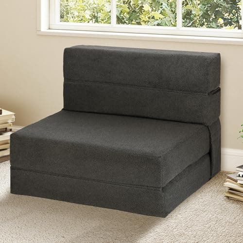 Light Green Corduroy Twin Foldable Memory Foam Sofa Bed with Back Support