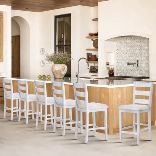 COLAMY Dark Grey Upholstered Mid Century Modern Bar Stools Set of 4, 25 Inch High Counter Height