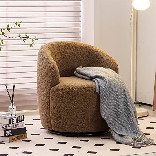 i-POOK Swivel Accent Chair, Modern Velvet Upholstered Armchair White