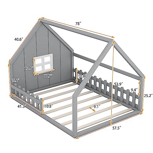 i-POOK Full Size House Bed for Children, Teens, Boys or Girls
